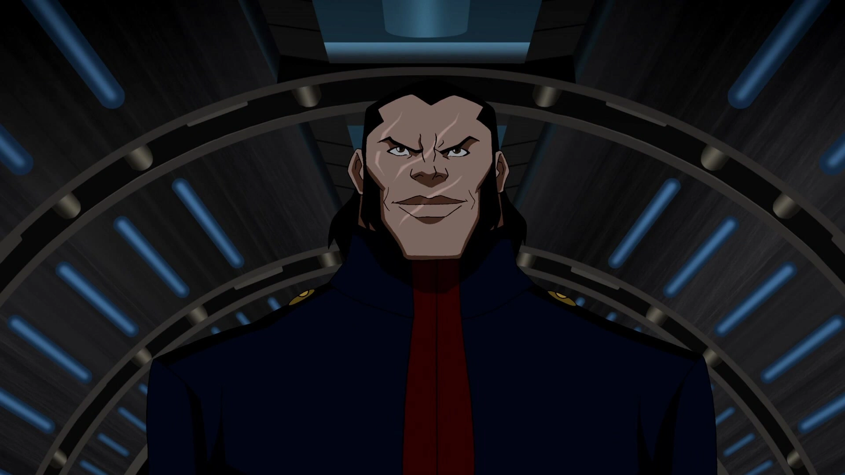 Vandal Savage smiling in a secret location