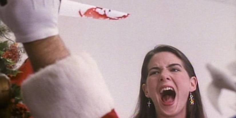 A woman about to be stabbed in Silent Night, Deadly Night 3