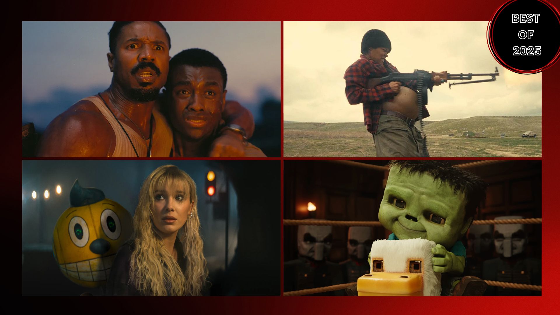 Stills from 'Sinners,' 'One Battle After Another,' 'The Electric State,' and 'A Minecraft Movie'