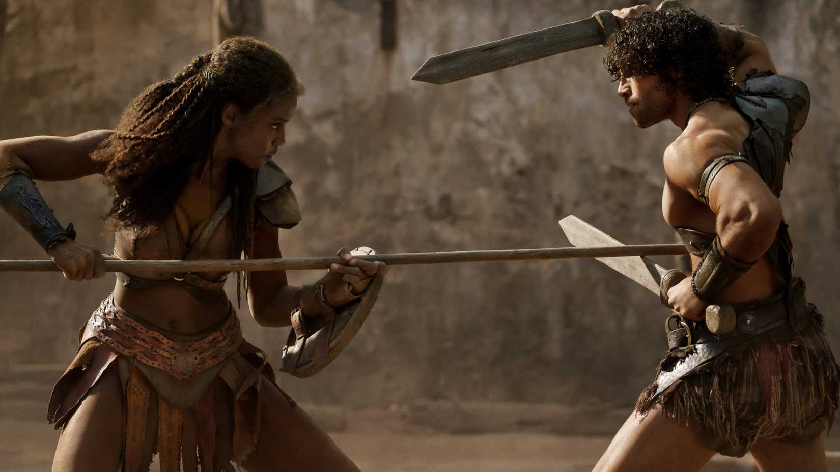 Tenika Davis and Jordi Webber in Spartacus: House of Ashur