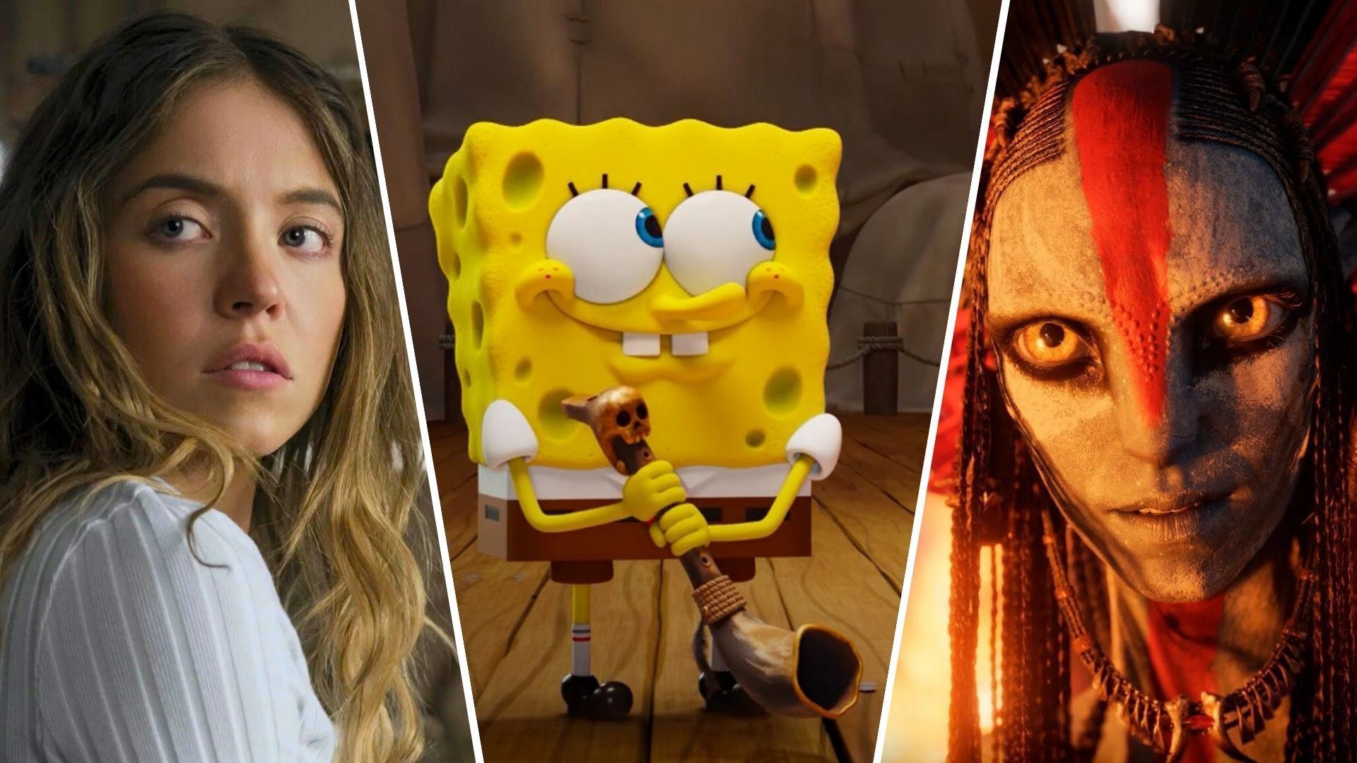 Stills from The Housemaid, The SpongeBob Movie: Search for SquarePants, and Avatar: Fire and Ash