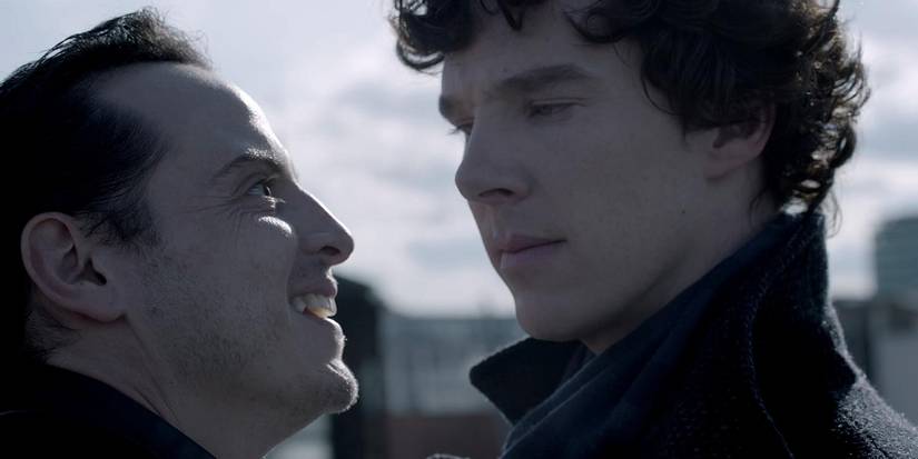 Moriarty getting into Sherlock's face and taunting him on the roof of the hospital in Sherlock.