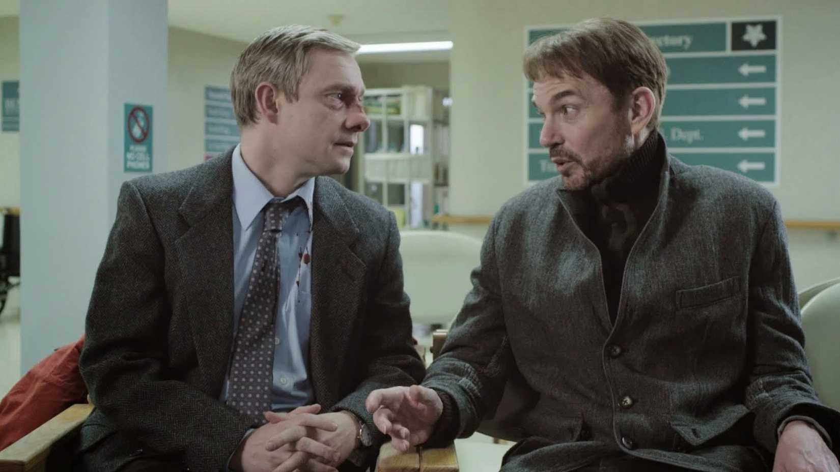 Billy Bob Thornton and Martin Freeman in a scene from Fargo