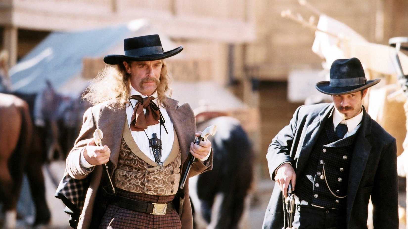 Wild Bill and Seth pull pistols in Deadwood