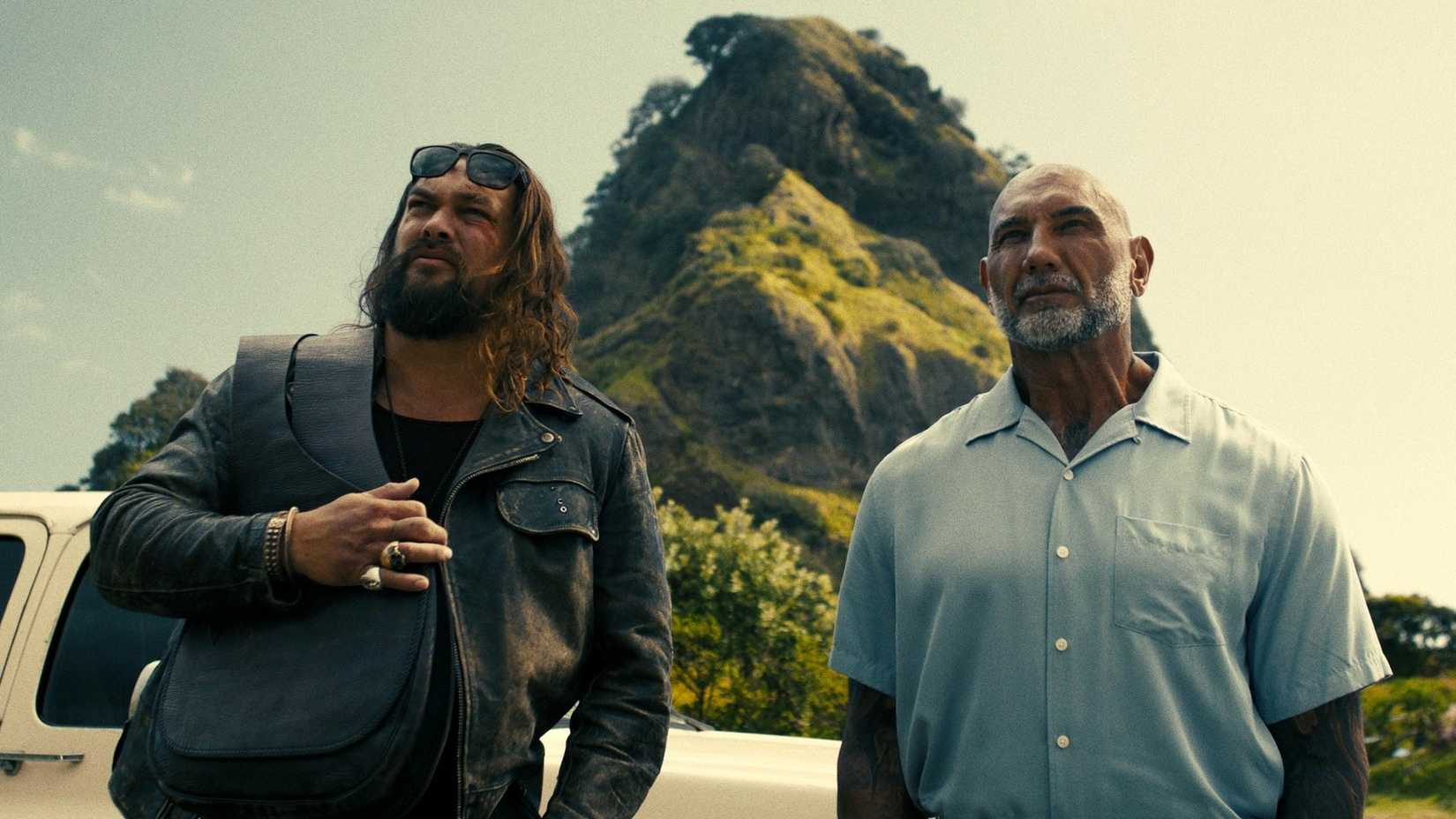 Jason Momoa and Dave Bautista in The Wrecking Crew