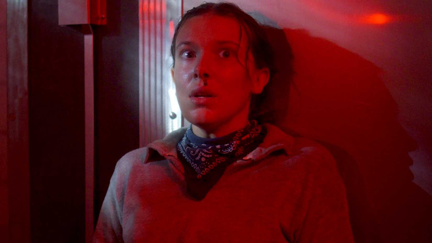 Millie Bobby Brown's Eleven looking scared in Stranger Things Season 5