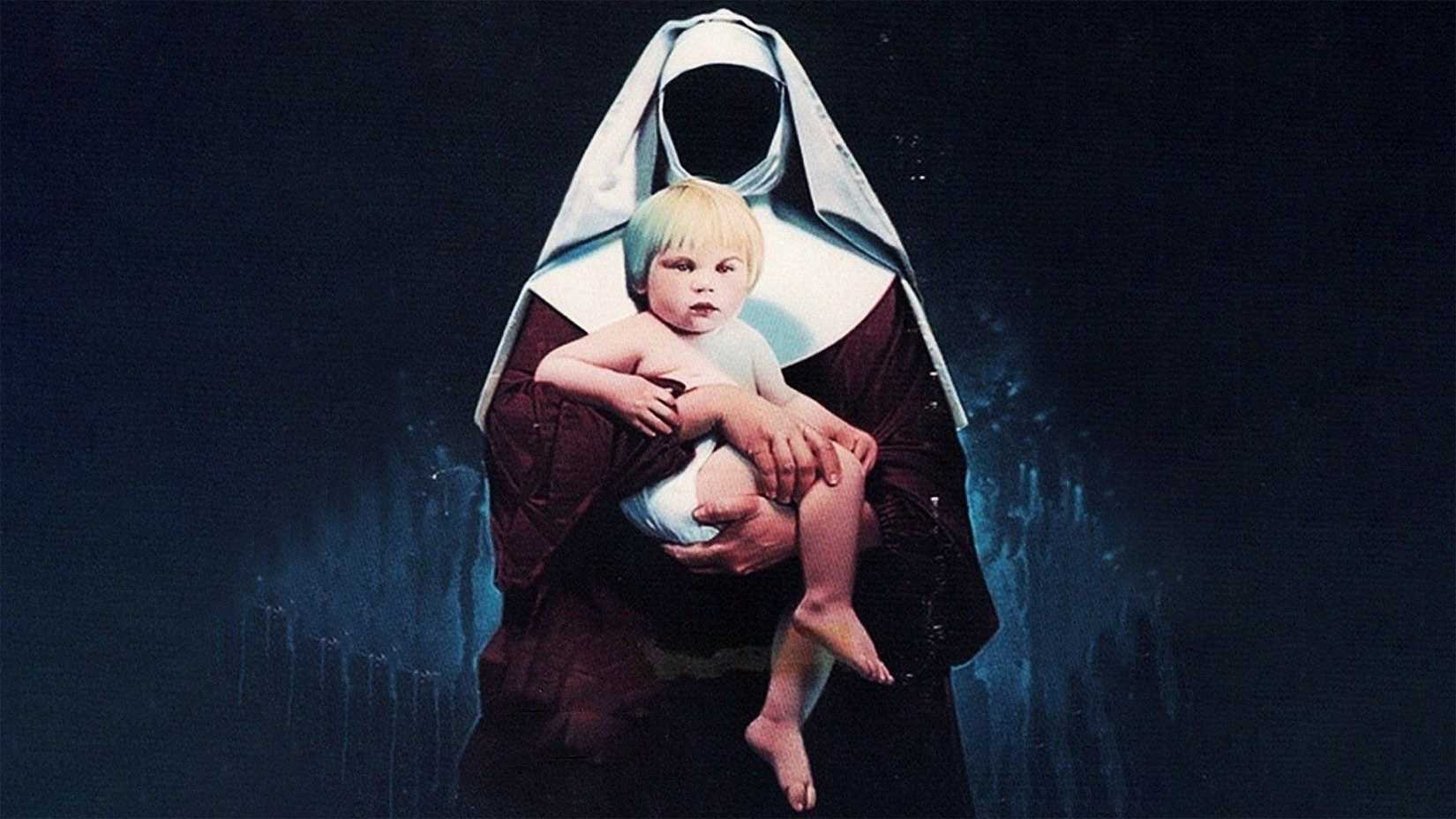 A faceless nun holding a blonde baby in Child of Darkness, Child of Light
