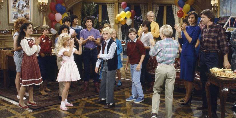 The cast of Silver Spoons at a party