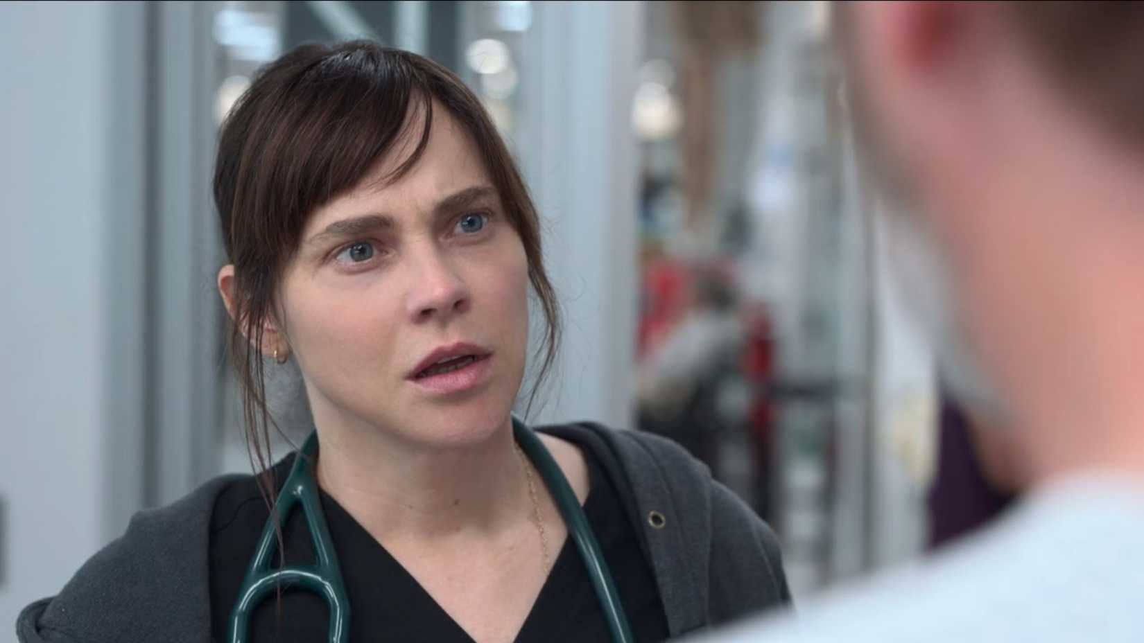 Cassie McKay (Fiona Dourif) on The Pitt 