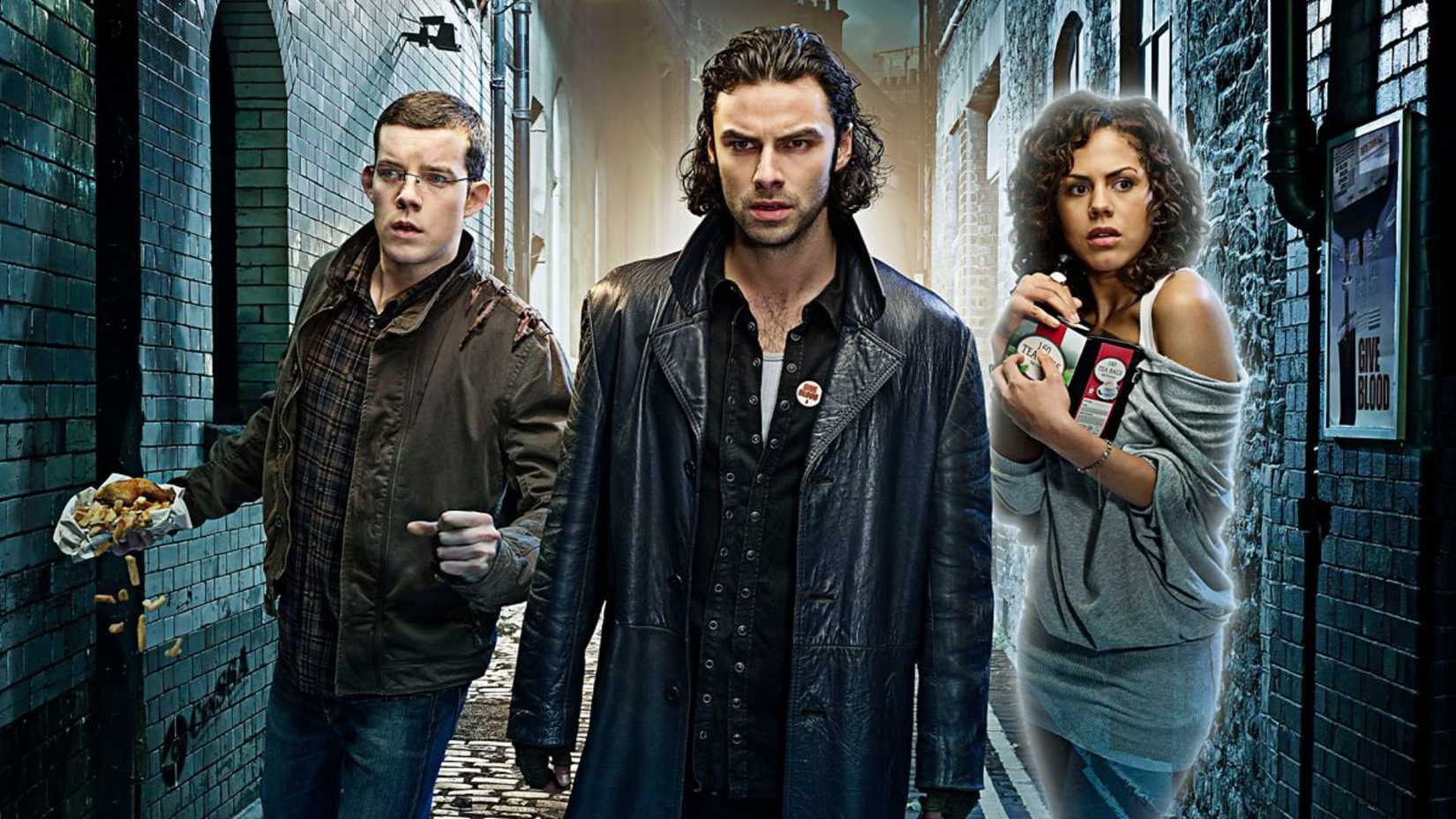 Russell Tovey, Aidan Turner, and Lenora Crichlow in Being Human promotional art