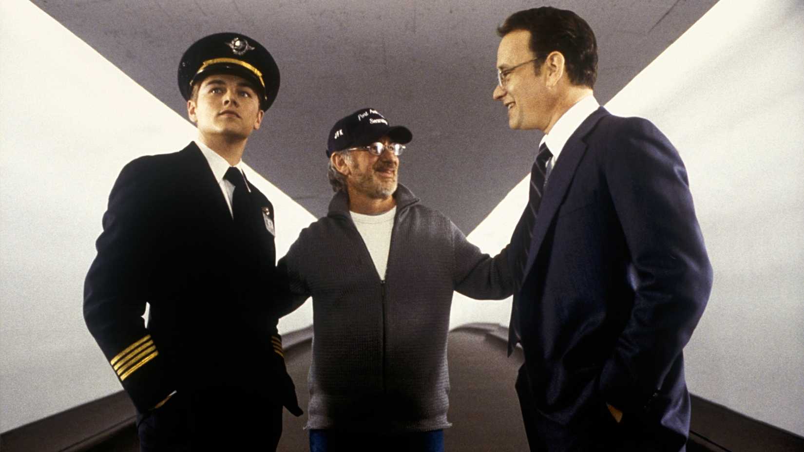 Leonardo DiCaprio, Steven Spielberg and Tom Hanks appears on the set of Catch Me If You Can