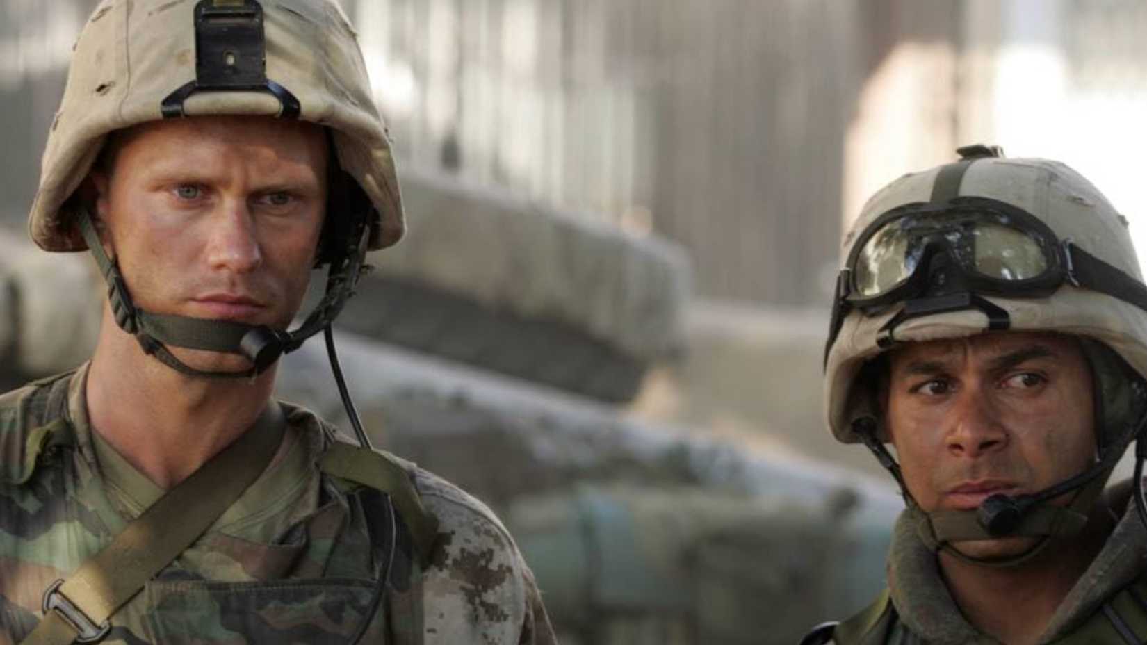 Alexander Skarsgård and Jon Huertas in Generation Kill