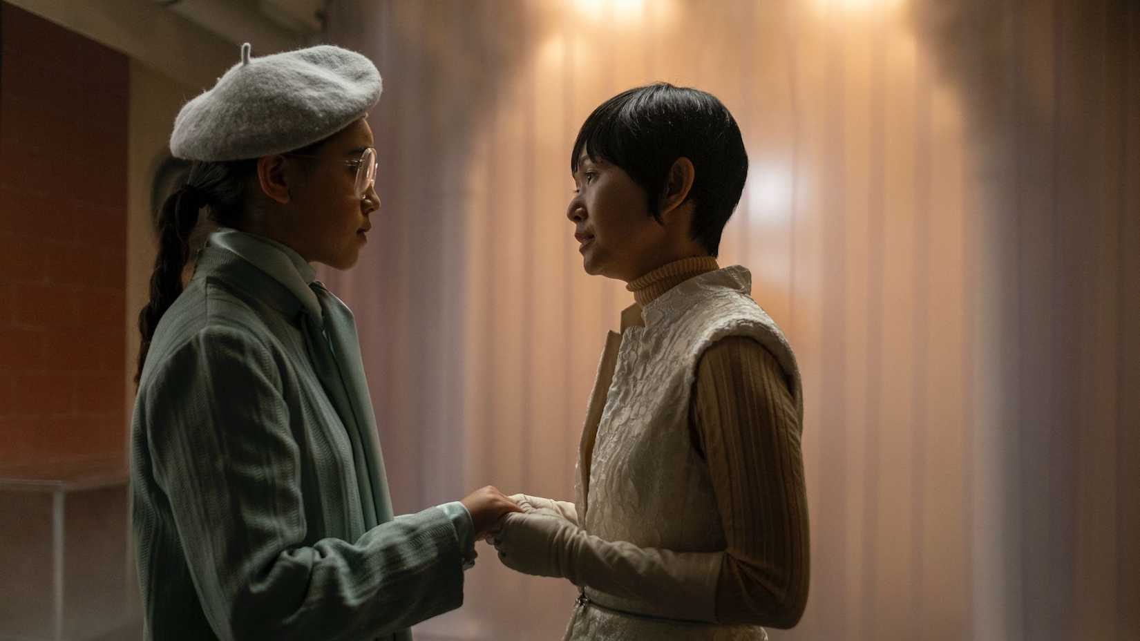 Jolie Hoang-Rappaport as Bian and Hong Chau as Lady Trieu in Watchmen