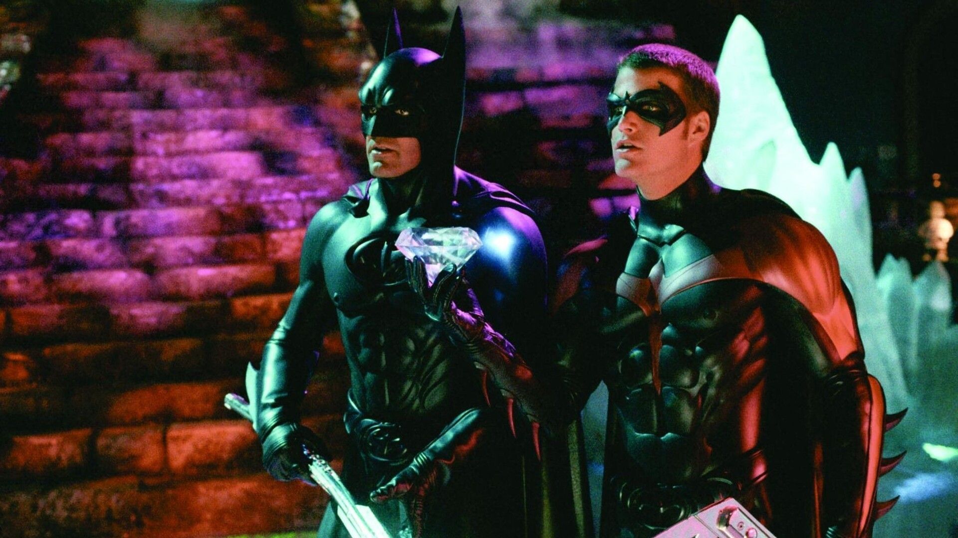 George Clooney and Chris O'Donnell in Batman and Robin 1997