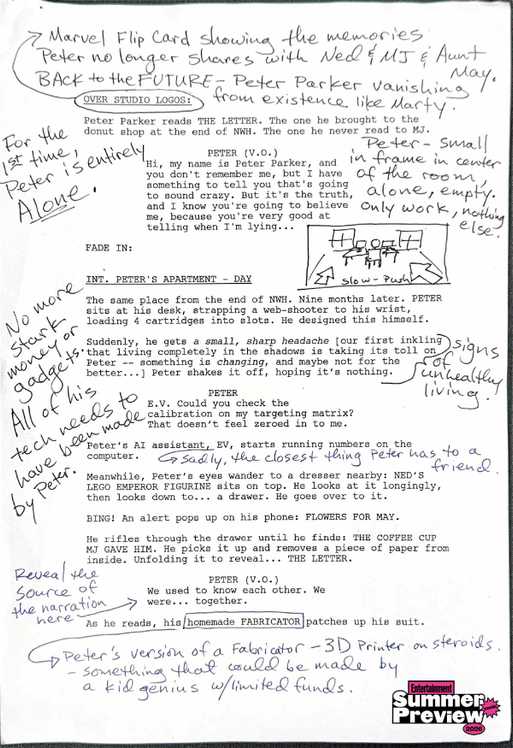 Marvel Comics Scripts First Pages of 'Spider-Man: Brand New Day' Script Officially Released ...