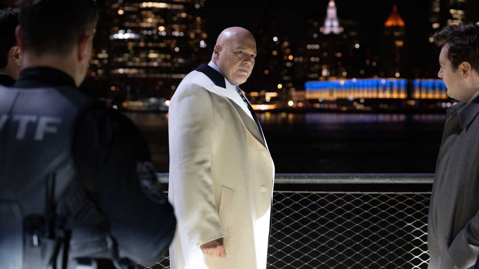 Vincent D'Onofrio's Kingpin meeting with Michael Gandolfini's Daniel Blake in Daredevil: Born Again Season 2