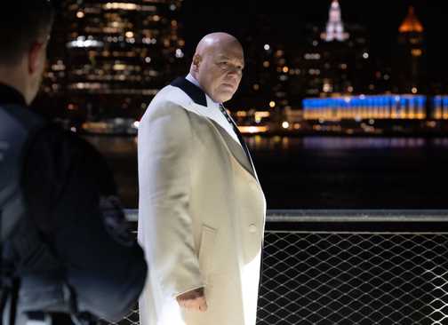 Vincent D'Onofrio's Kingpin meeting with Michael Gandolfini's Daniel Blake in Daredevil: Born Again Season 2