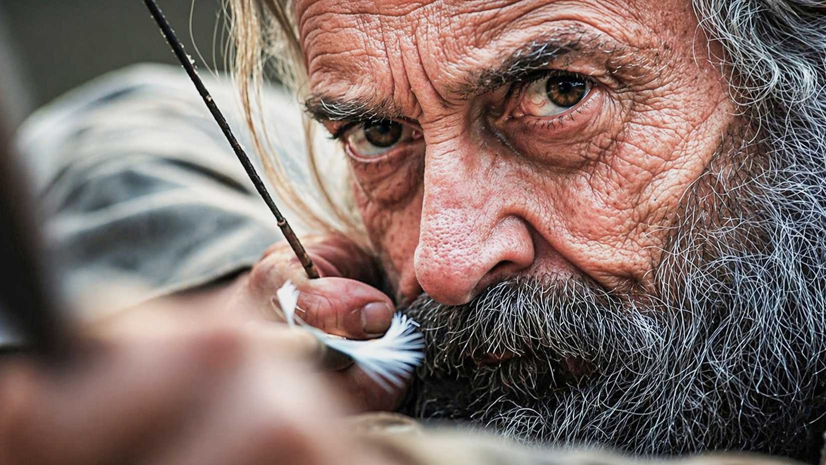 Hugh Jackman com um arco e flecha em The Death of Robin Hood