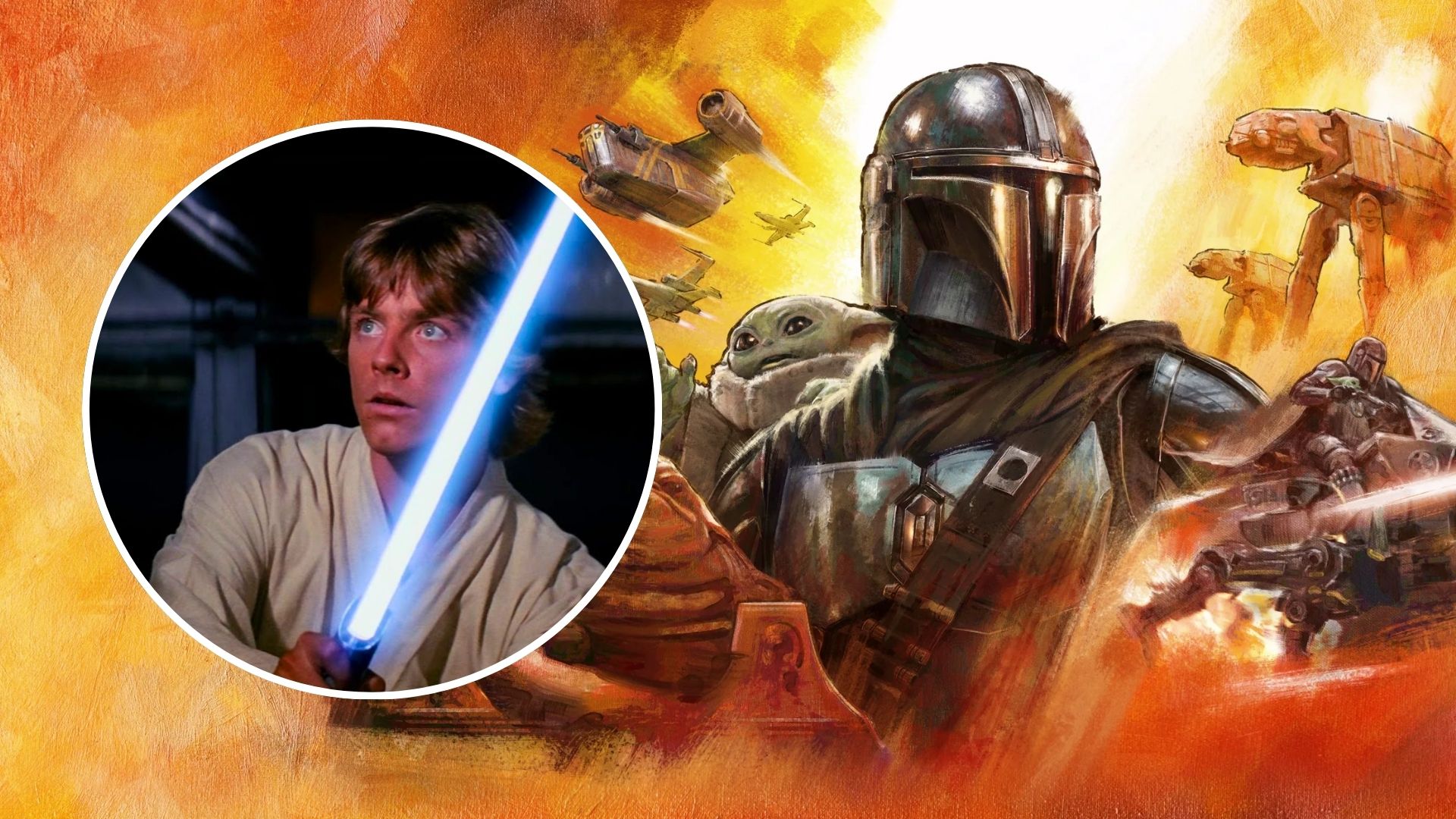 Luke Skywalker Mandalorian and Grogu graphic