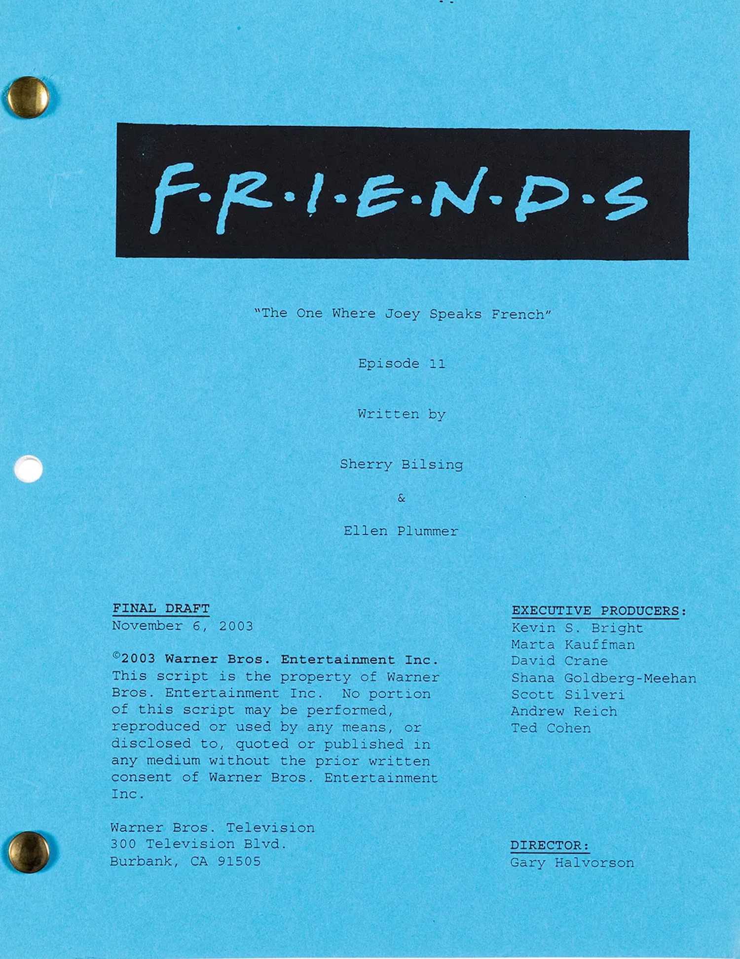 Friends Transcript Pdf Matthew Perry's 'Friends' Memorabilia Among Items Up for Auction