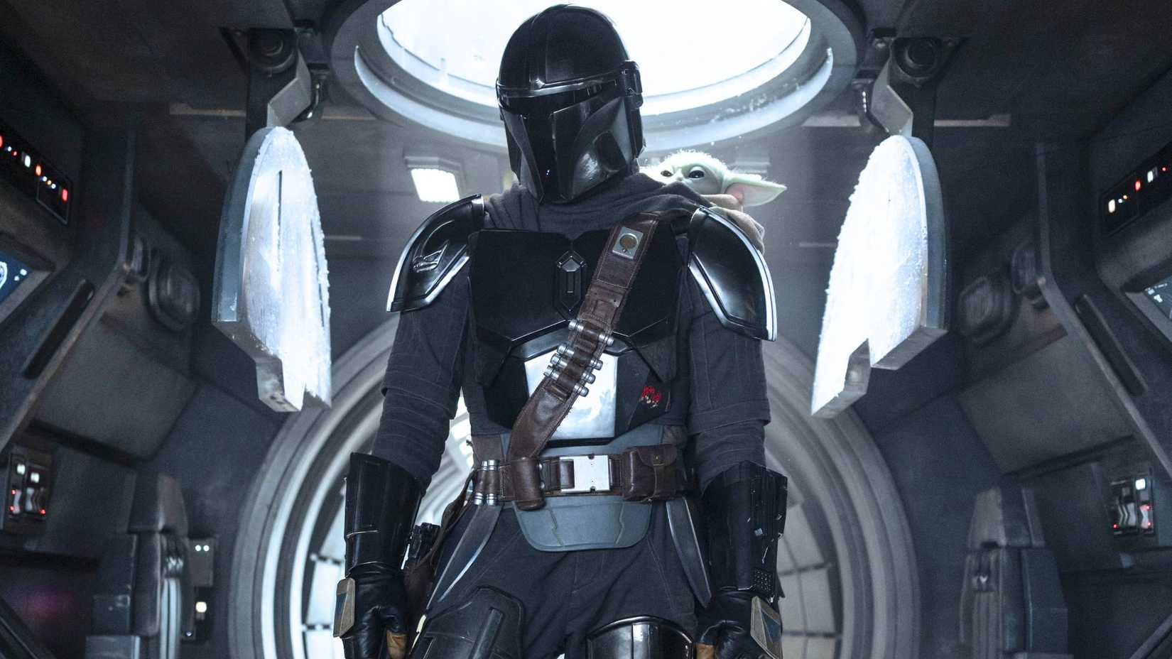 Pedro Pascal como Din Djarin e Grogu em The Mandalorian & Grogu