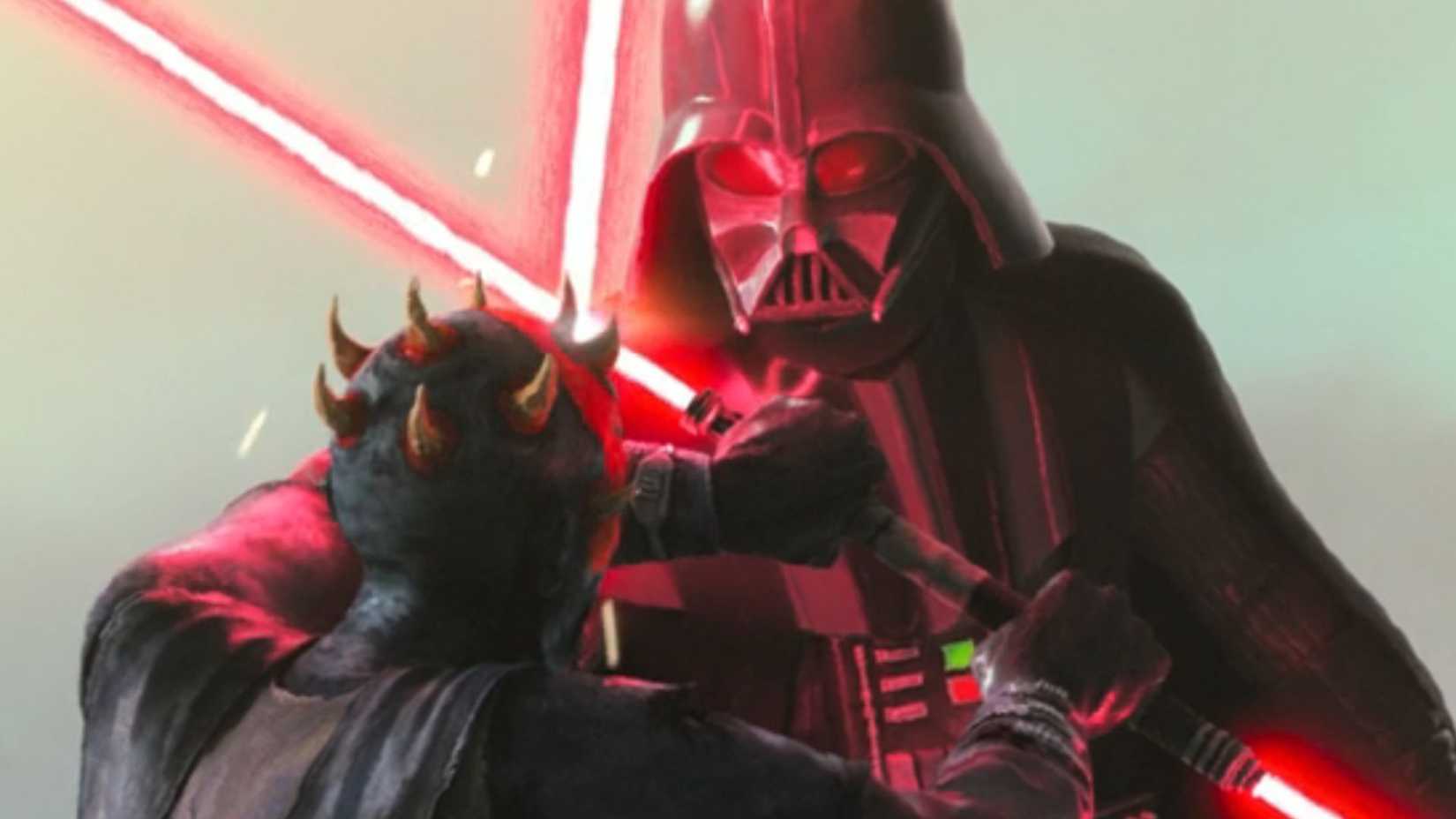 Maul and Vader fighting in Star Wars: Maul – Shadow Lord