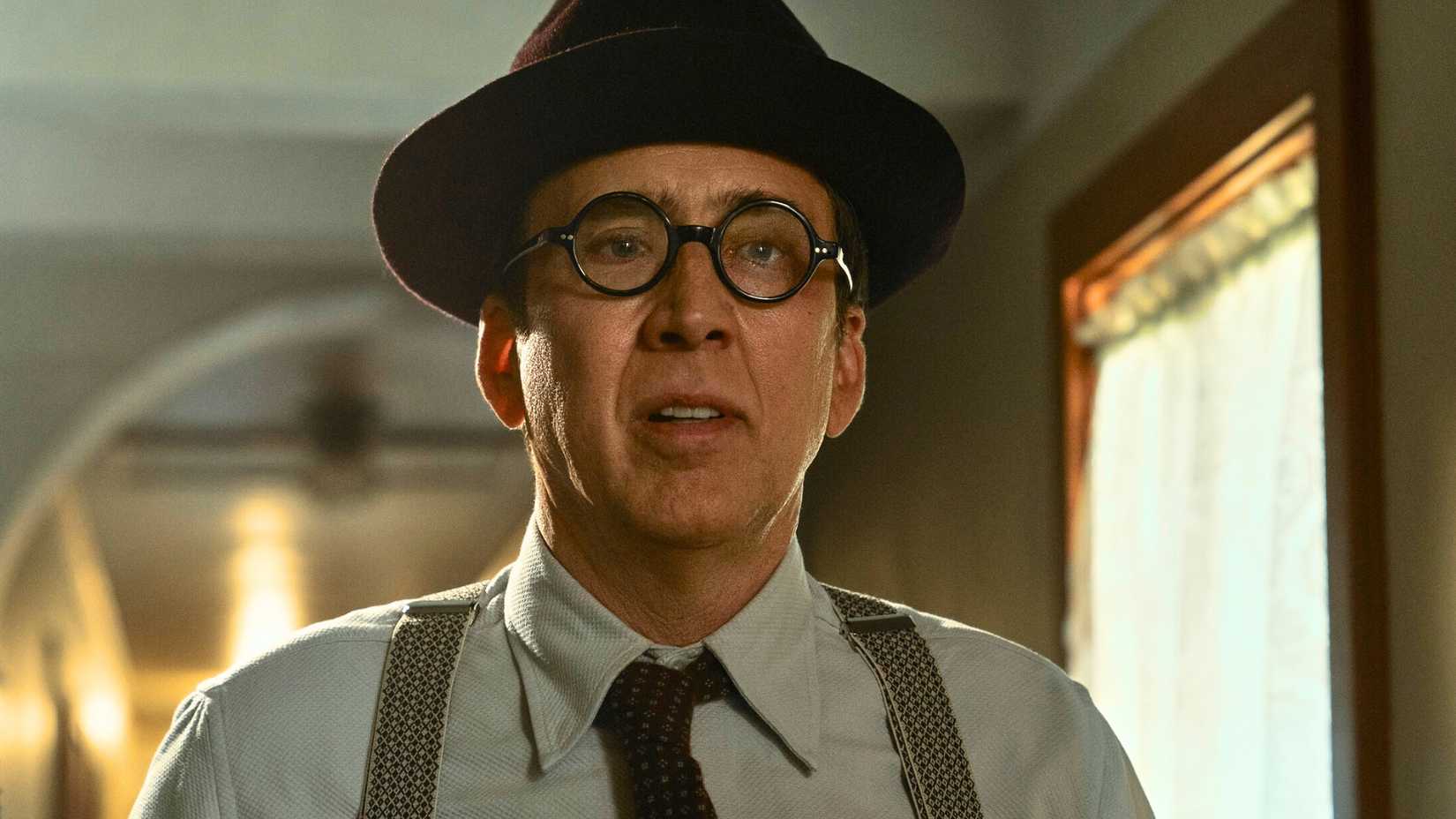 Nicolas Cage wearing glasses in Spider-Noir