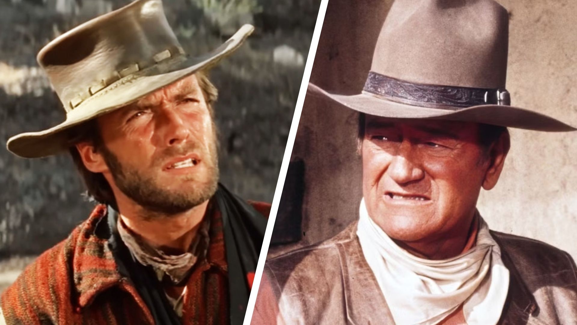 Clint Eastwood and John Wayne side-by-side