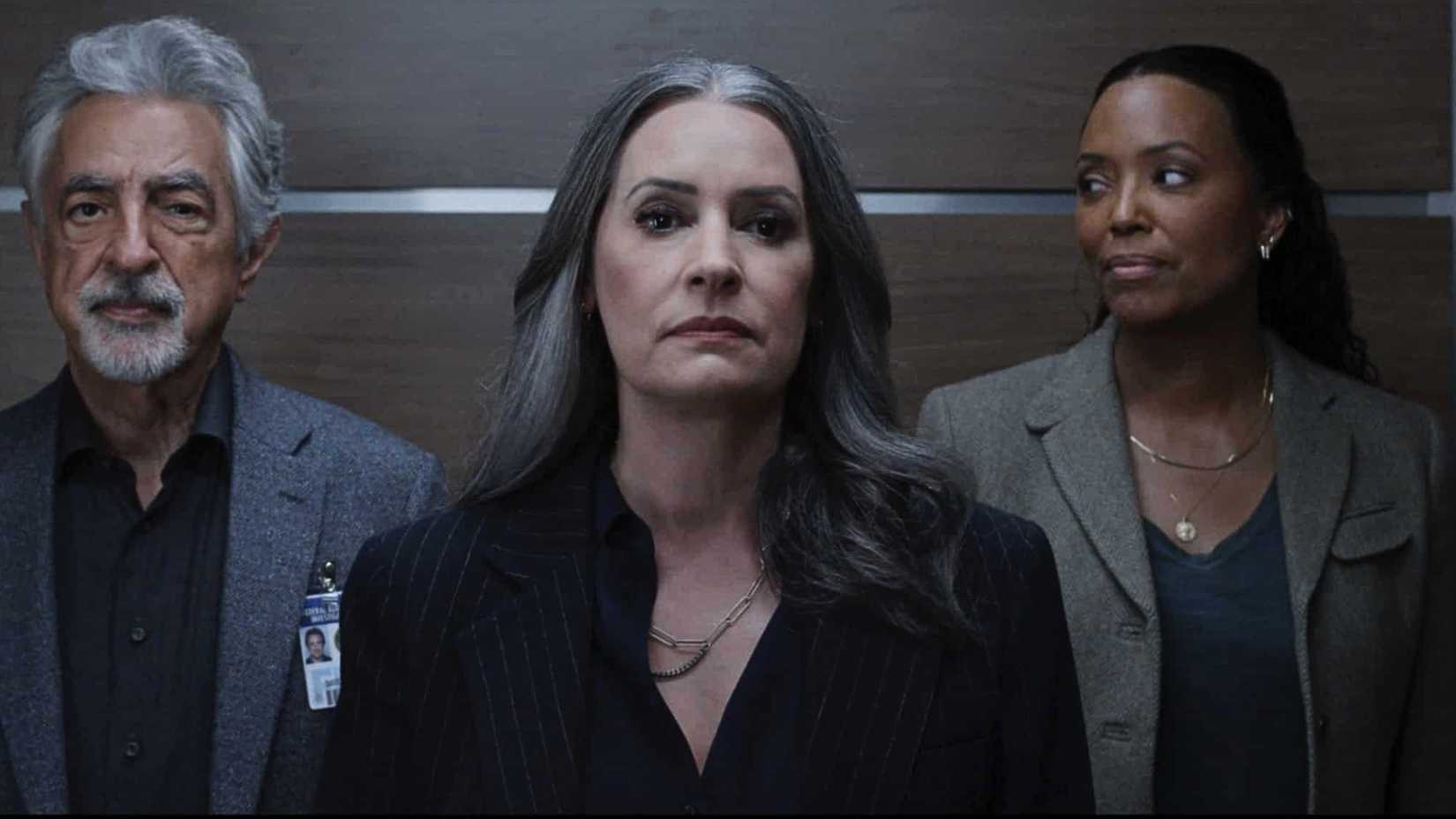 Aisha Tyler, Joe Mantegna, and Paget Brewster in Criminal Minds Evolution