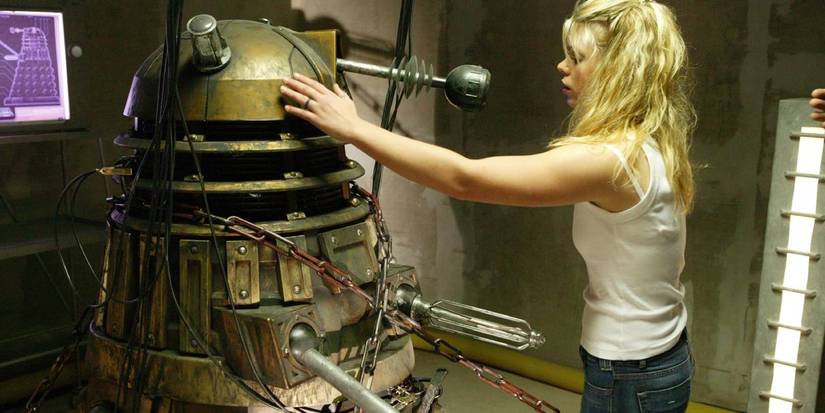 Billie Piper as Rose Tyler encountering a Dalek in 'Doctor Who'