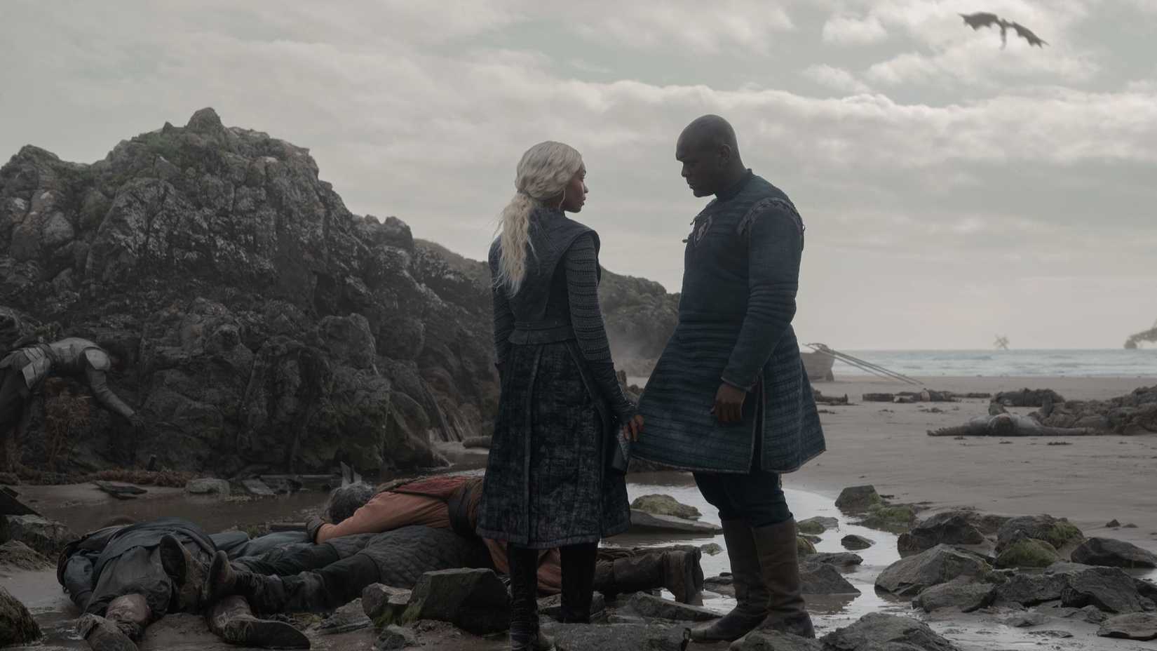 Bethany Antonia as Baela and Abubakar Salim as Alyn in House of the Dragon Season 3 Episode 2