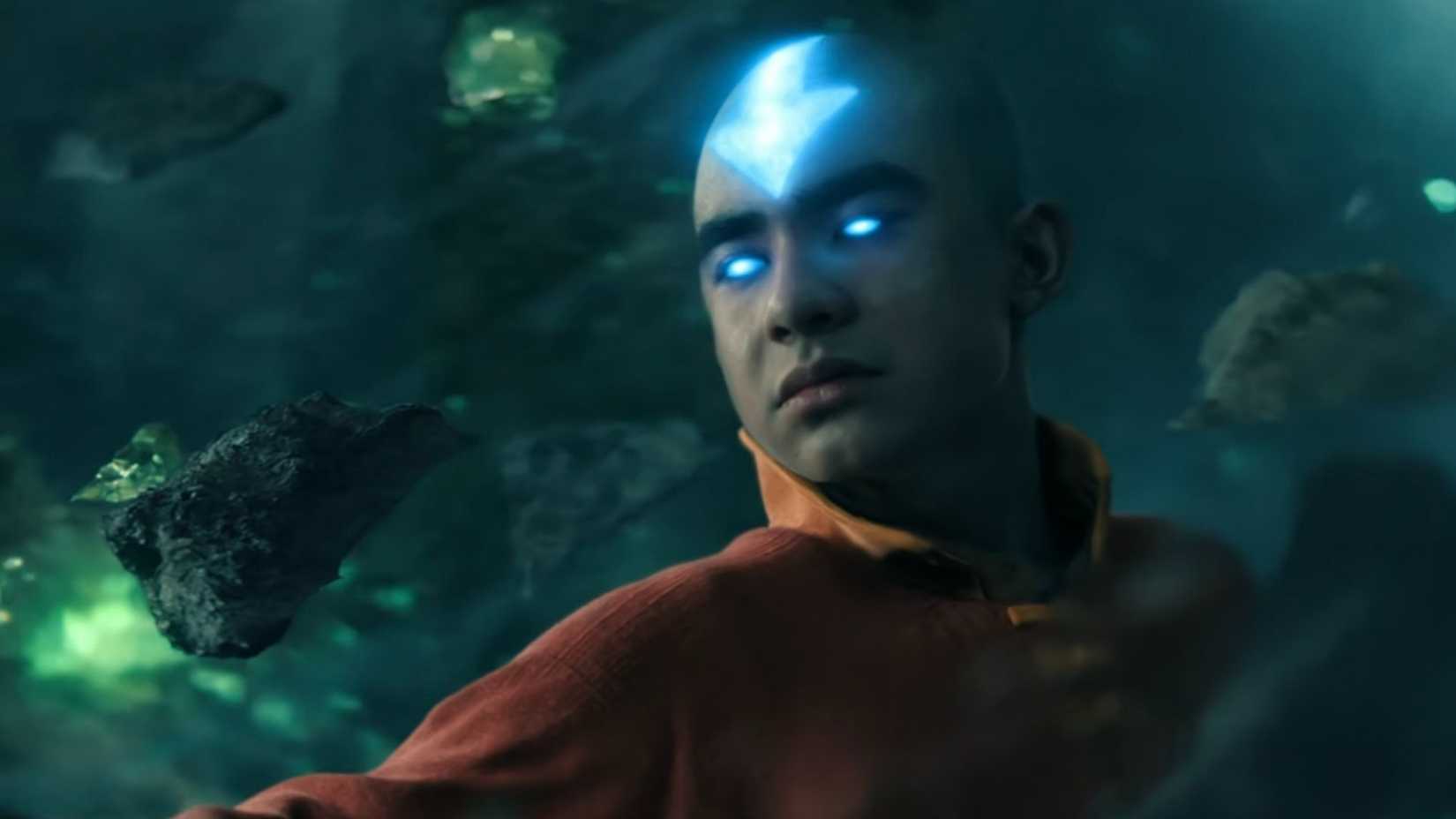 Gordon Cormier as Aang in the avatar state in season 2 of Netflix's Avatar: The Last Airbender