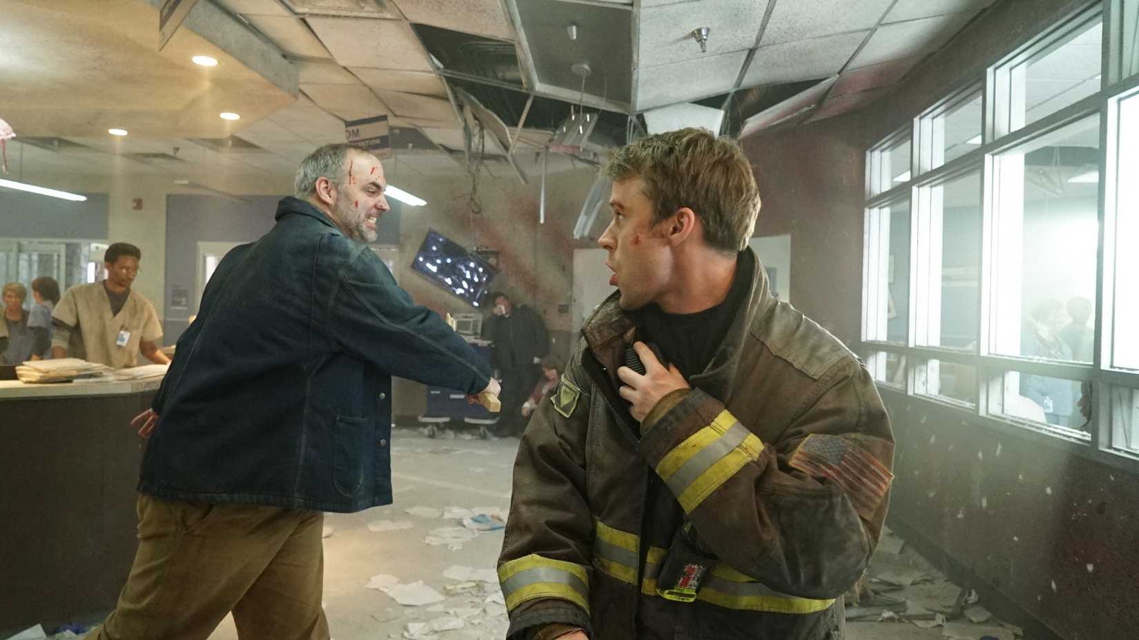 A man swings a weapon in Chicago Fire