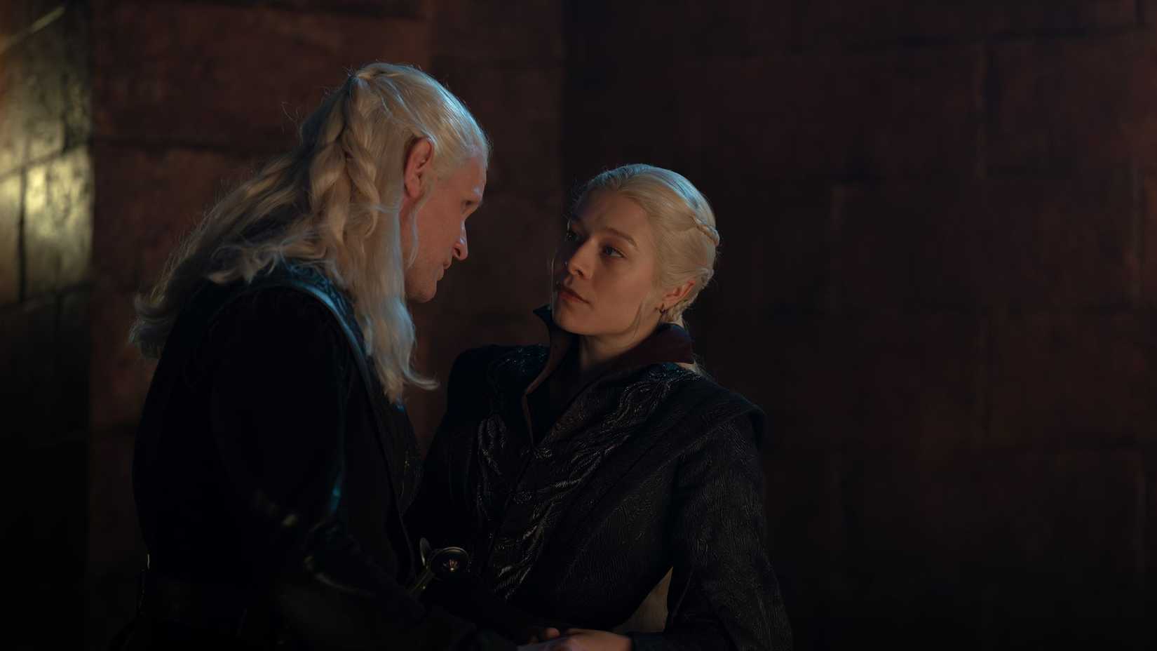 Matt Smith as Daemon and Emma D'Arcy as Rhaenyra in House of the Dragon Season 3 Episode 3
