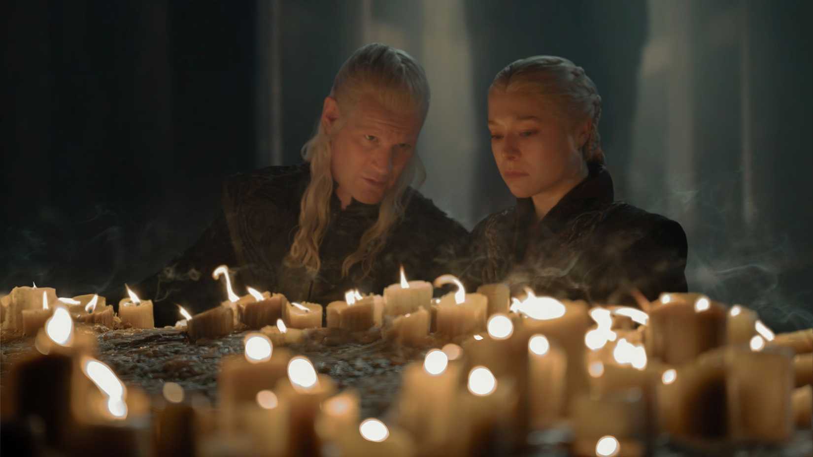 Matt Smith as Daemon and Emma D'Arcy as Rhaenyra in House of the Dragon Season 3 Episode 5