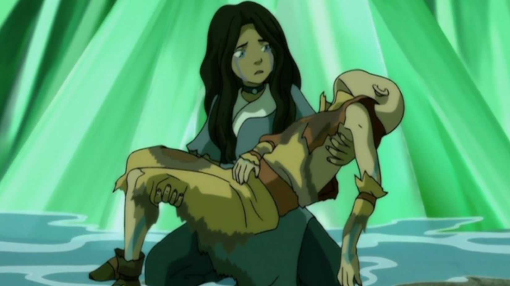 Katara holding Aang in Avatar: The Last Airbender