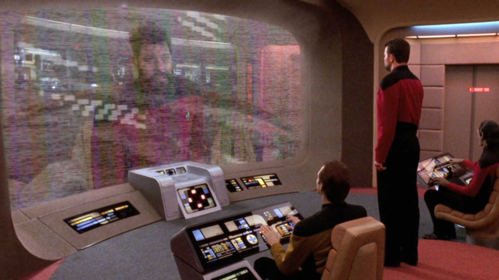Riker speaking to another Riker in Star Trek: The Next Generation