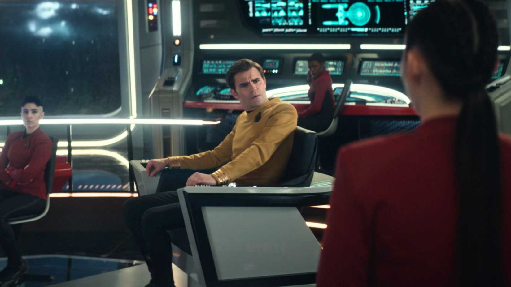 Kirk looking at La'An in Star Trek: Strange New Worlds