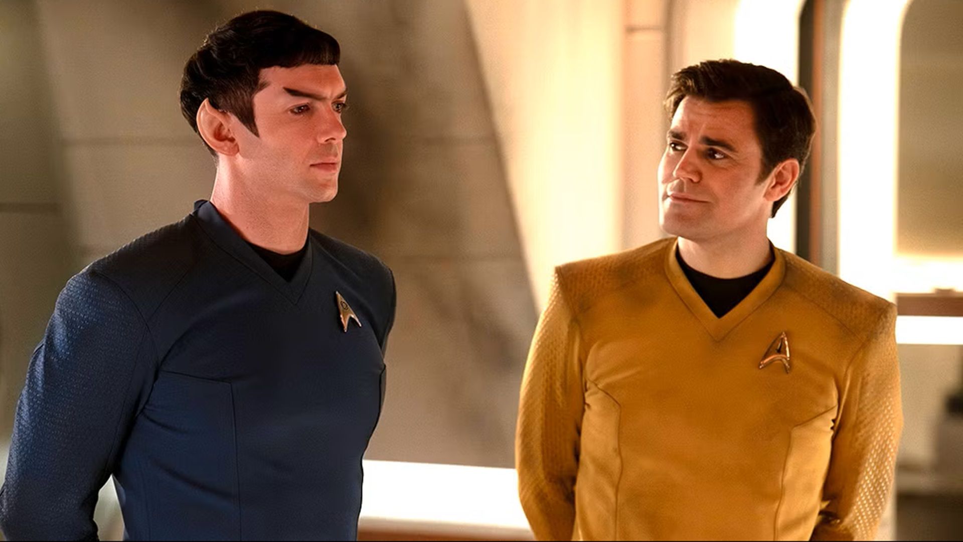 Spock and Kirk in Star Trek Strange New Worlds