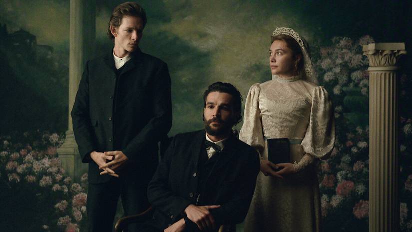 Mike Faist, Christopher Abbott, and Florence Pugh in 'East of Eden.'