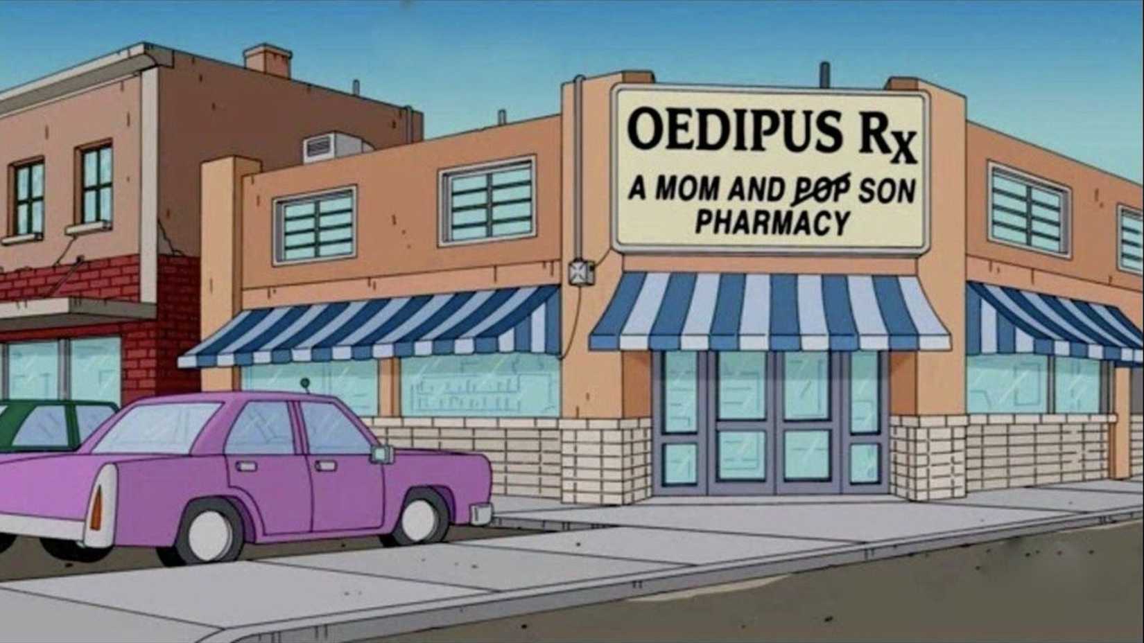 An Oedipus Rex sign joke in The Simpsons