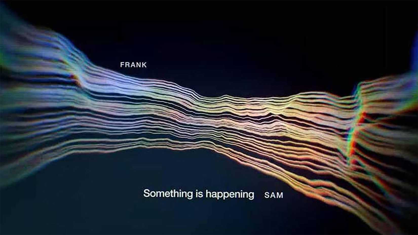 An image of squiggly lines going across the screen with text captions in Calls.