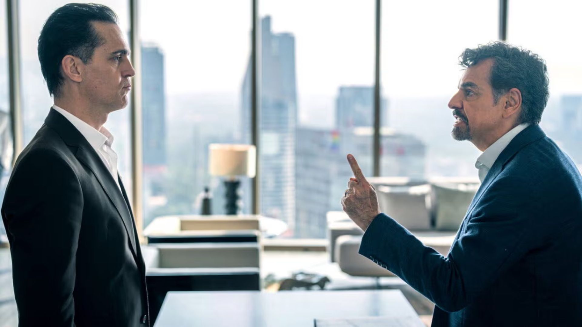 Eugenio Derbez and Pedro Alonso in The Trial