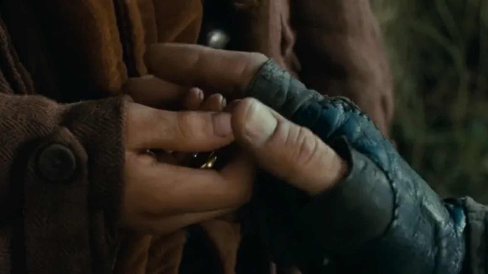 Aragorn and Frodo's hands in The Lord of the Rings: The Fellowship of the Ring