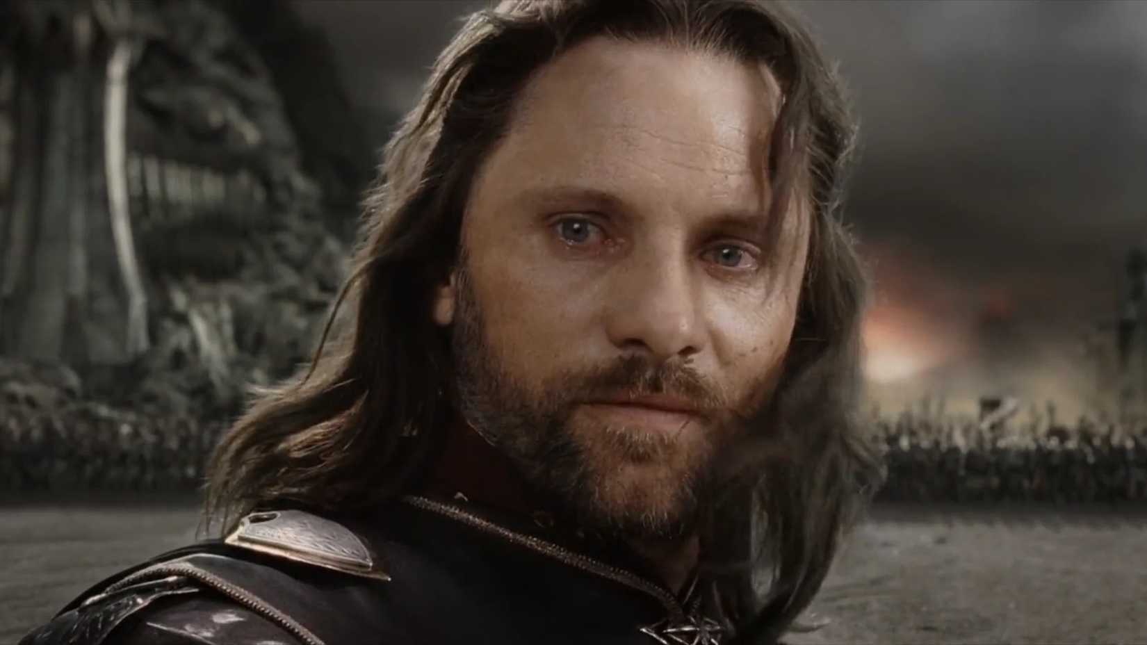 Aragorn at the Black Gate in The Lord of the Rings: The Return of the King