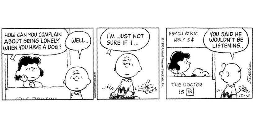 Charlie Brown, Lucy, and Snoopy in 'Peanuts' by Charles Schulz