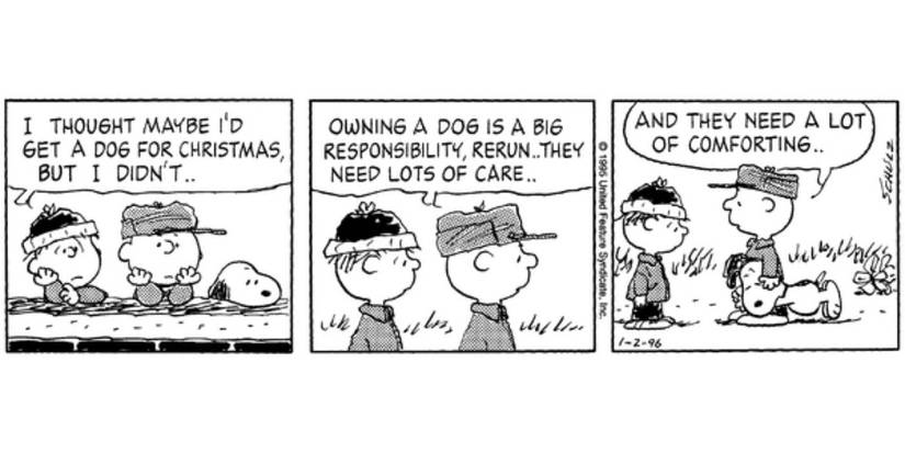 Linus, Charlie Brown, and Snoopy in 'Peanuts' by Charles Schulz