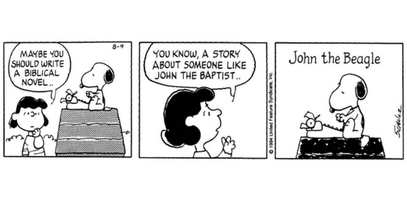 Lucy and Snoopy in 'Peanuts' by Charles Schulz
