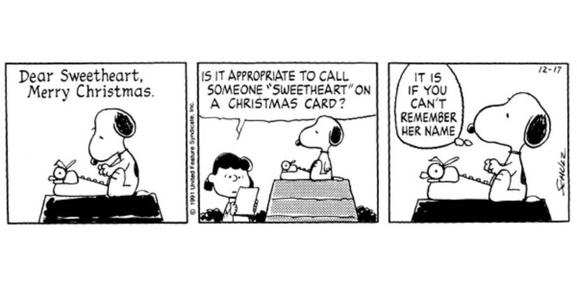 Lucy and Snoopy in 'Peanuts' by Charles Schulz