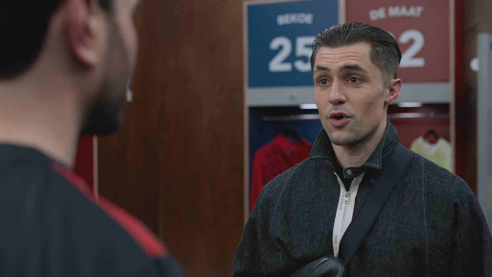 Jamie arguing with Roy in the changing rooms about training him in Ted Lasso.